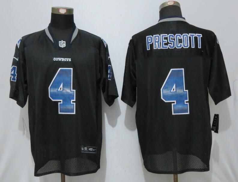 Men 2017 Dallas Cowboys 4 Prescott Strobe Lights Out Black Nike Elite NFL Jerseys
